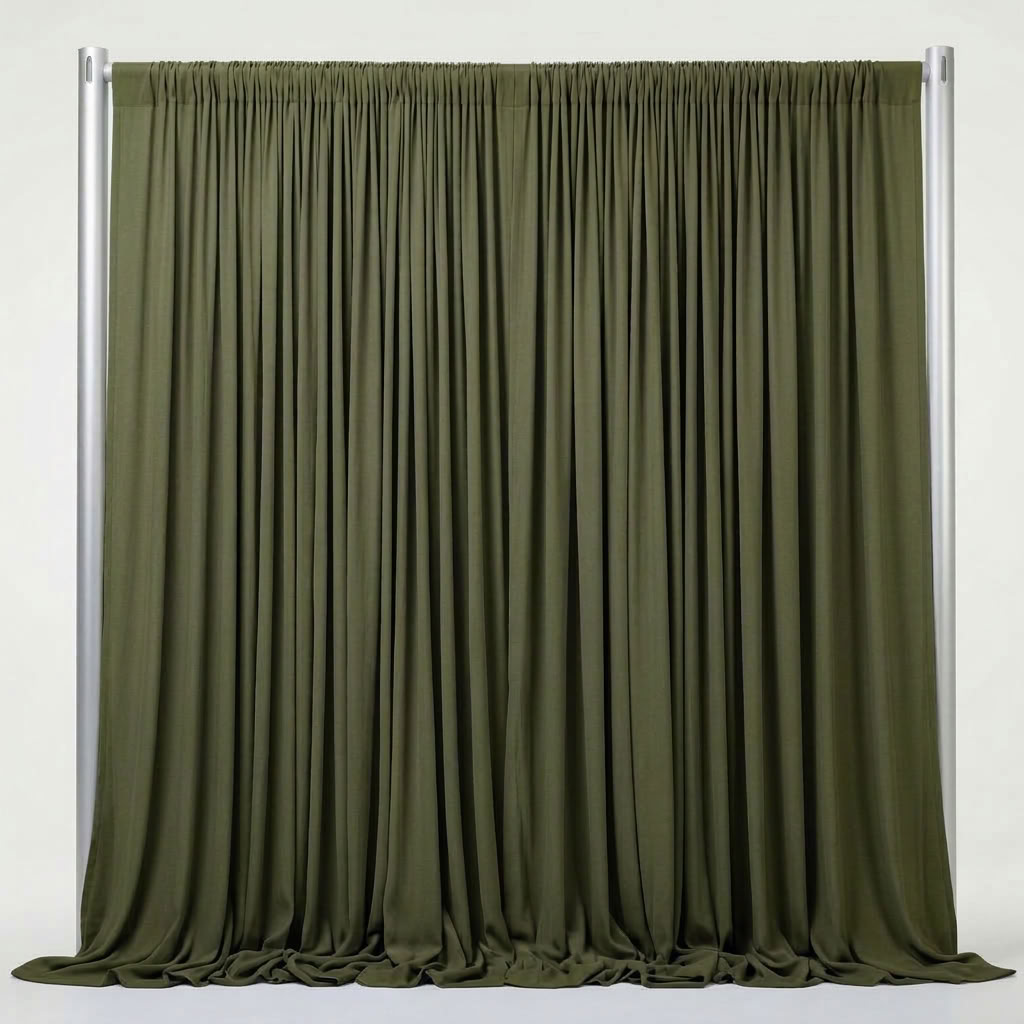 Interlock (Stretch) Drapery Panel in Army Green 2811 - fabric view 1