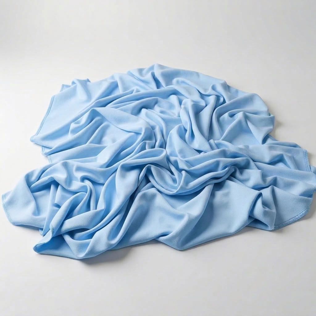 Interlock (Stretch) Wholesale Fabric in Baby/Blue 1120 - piled fabric view