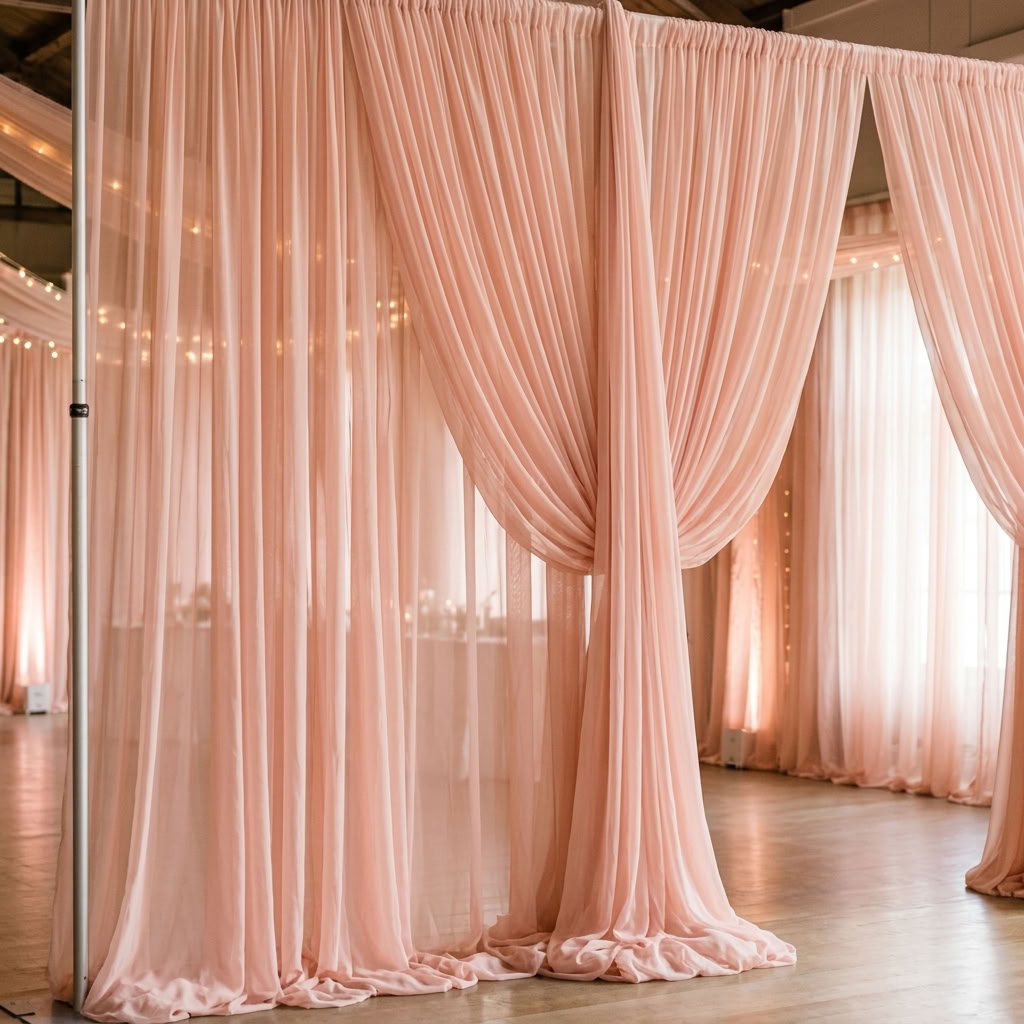 Chiffon Drapery Panel in Blush 4124 - drapery view 3