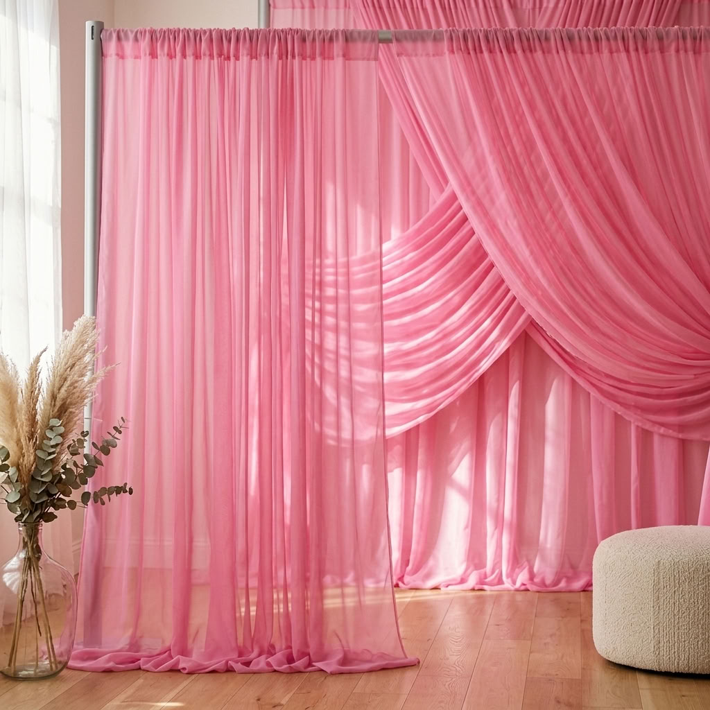 Chiffon Drapery Panel in Bubble/Pink 5500 - drapery view 8