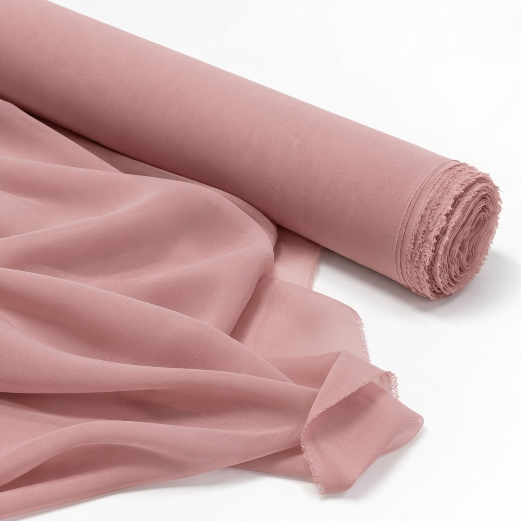 Chiffon Drapery Panel in Rose/Powder 318 - fabric roll