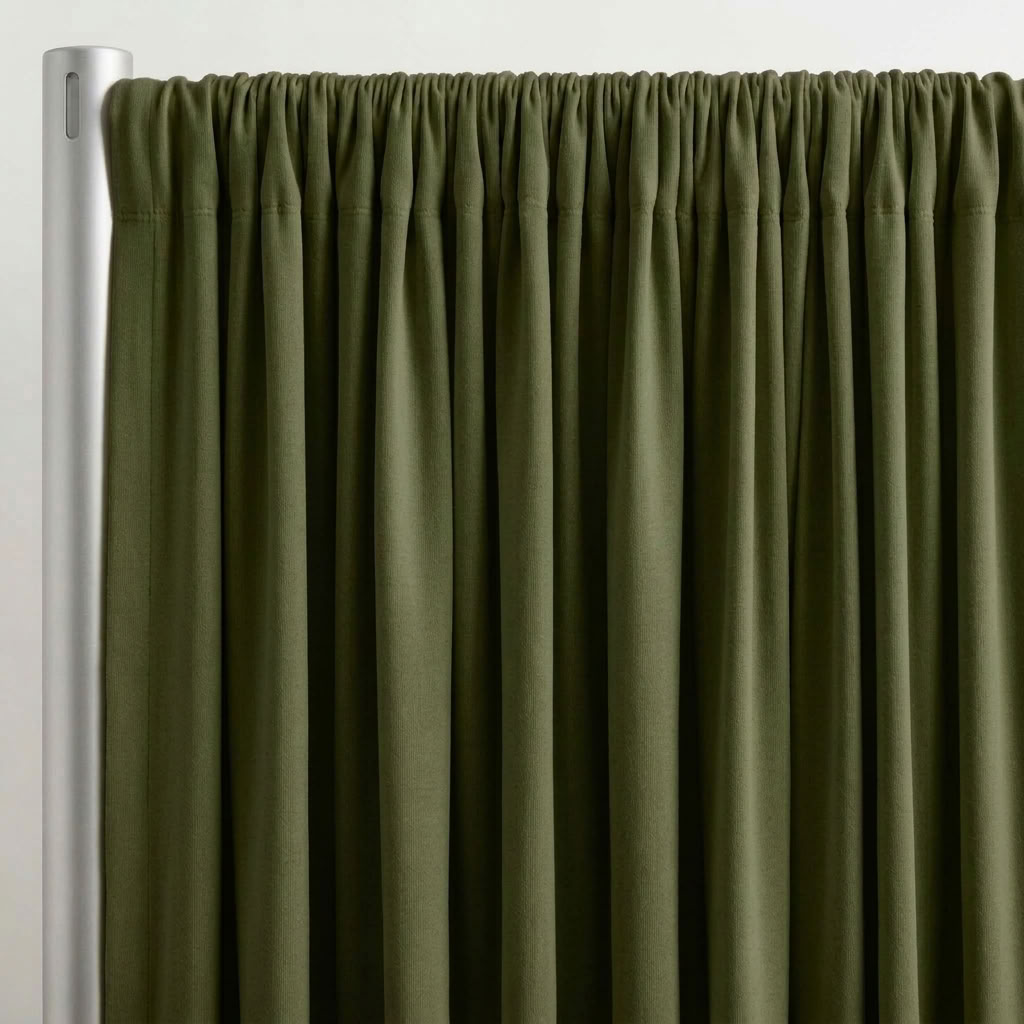 Interlock (Stretch) Drapery Panel in Army Green 2811 - hanging drapery