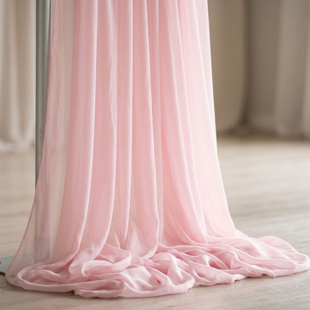 Chiffon Drapery Panel in Pink 5998 - drapery view 8