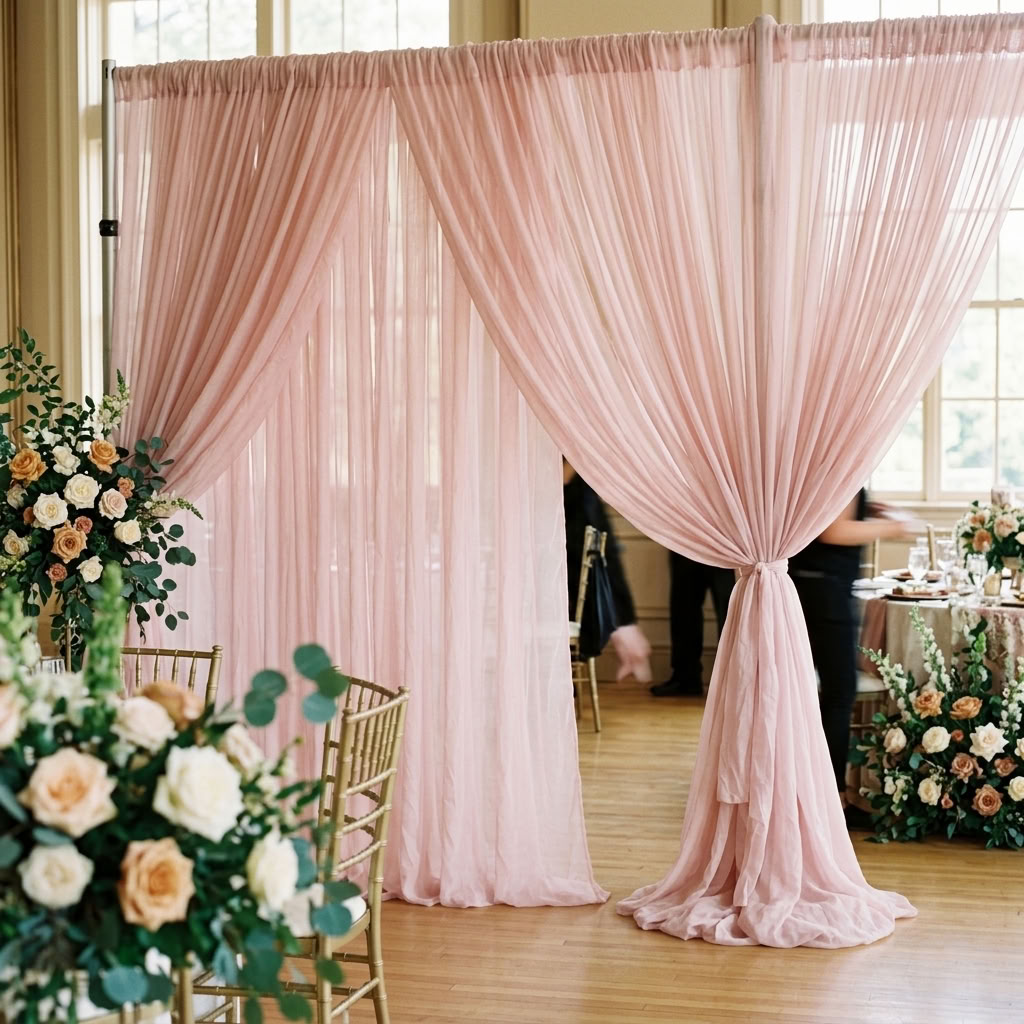 Chiffon Drapery Panel in Pink 5998 - drapery view 6