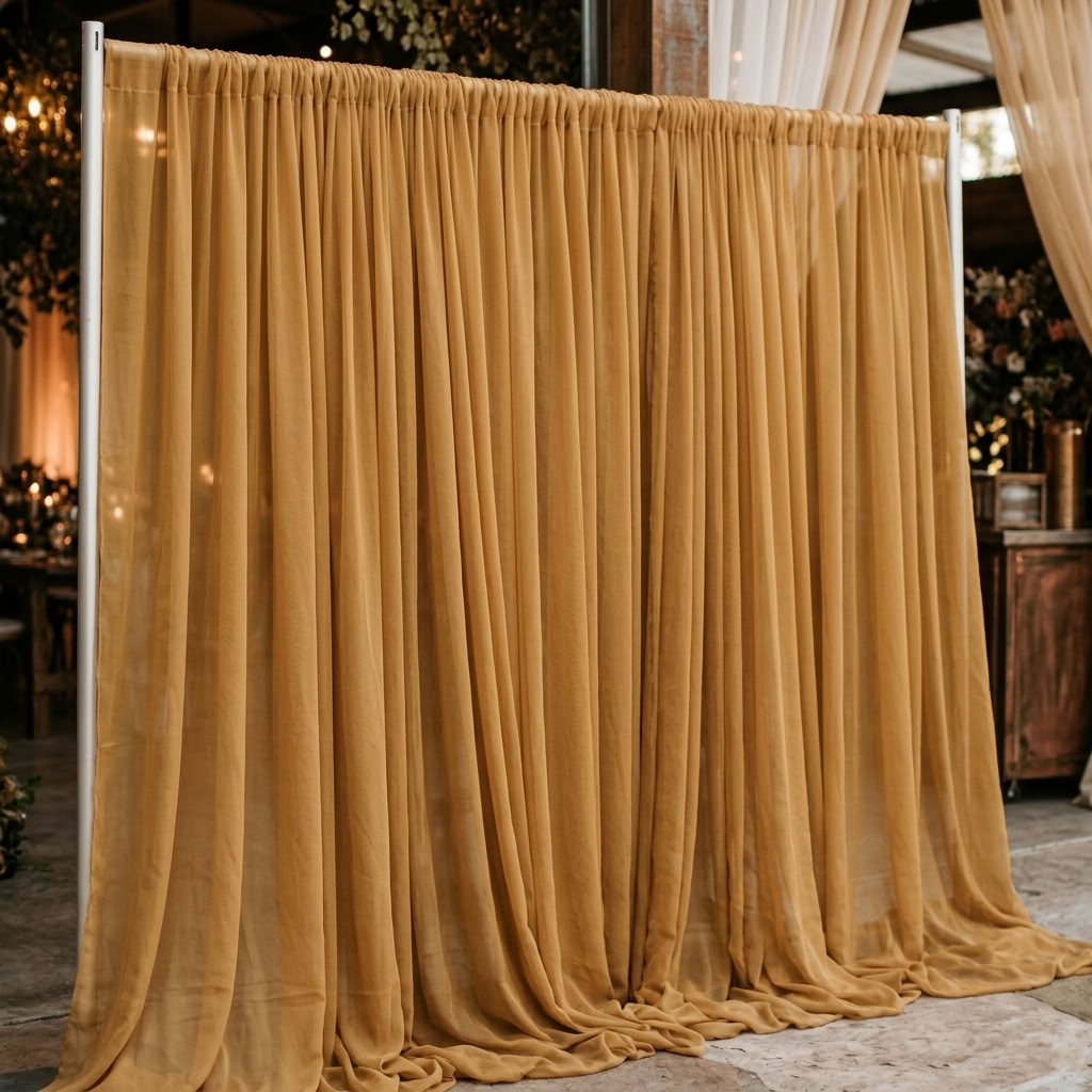 Chiffon Drapery Panel in Gold 1187 - drapery view 1