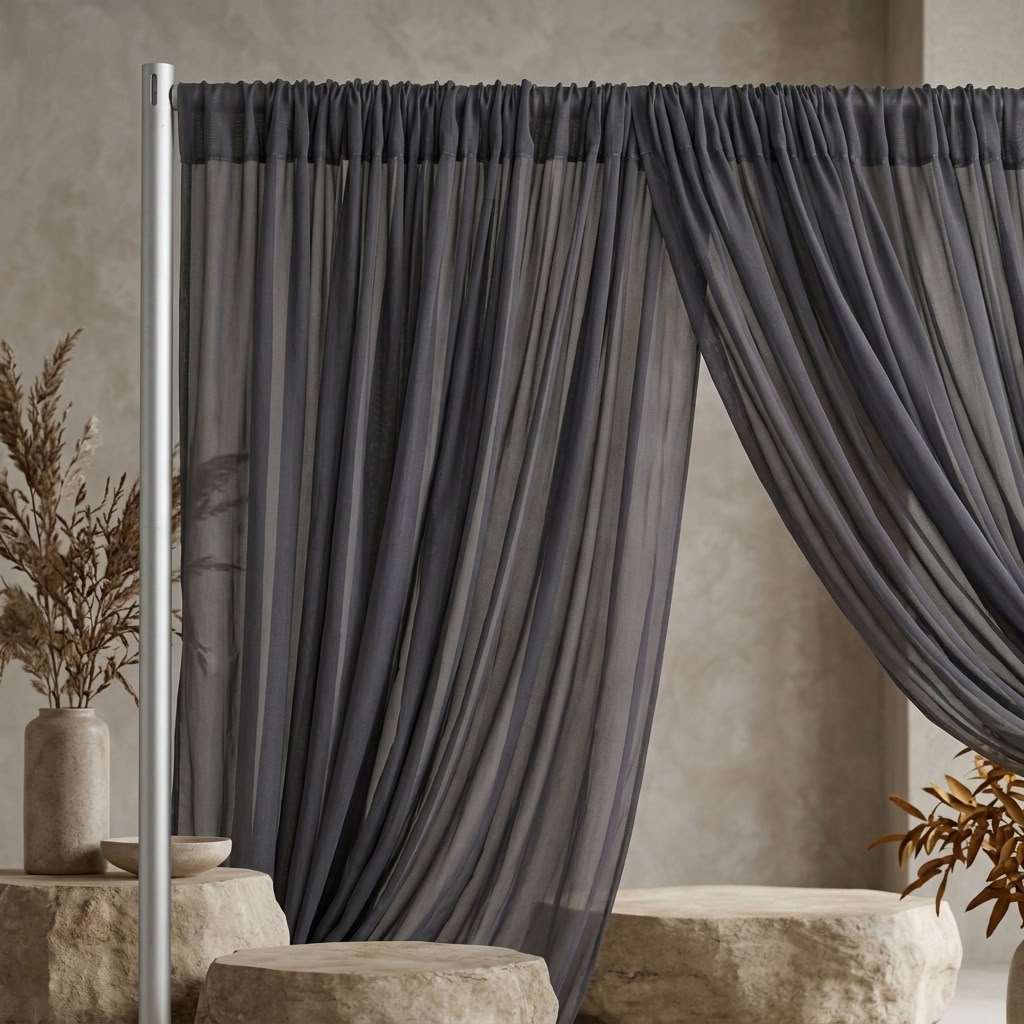 Chiffon Drapery Panel in Gray 1665 - drapery view 1