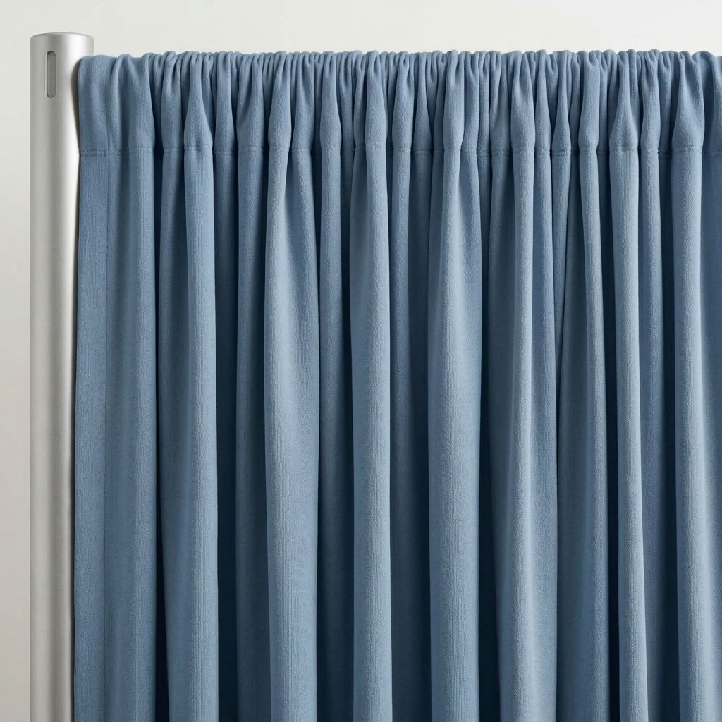 Interlock (Stretch) Drapery Panel in Blue/Dusk 4120 - hanging drapery