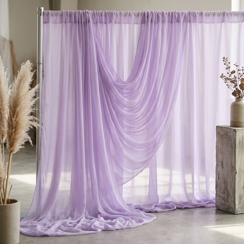 Chiffon Drapery Panel in Lilac 1172 - drapery view 5