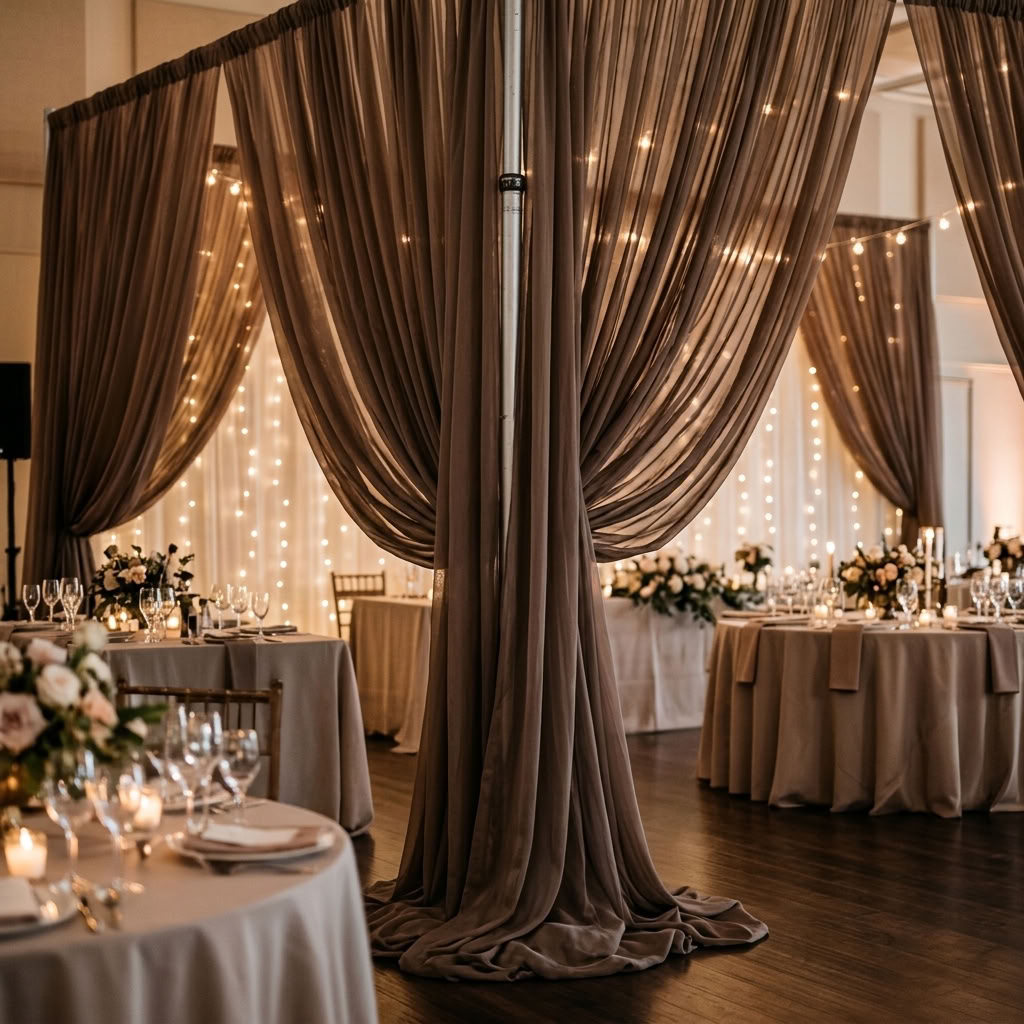Chiffon Drapery Panel in Taupe/D 1184 - drapery view 6