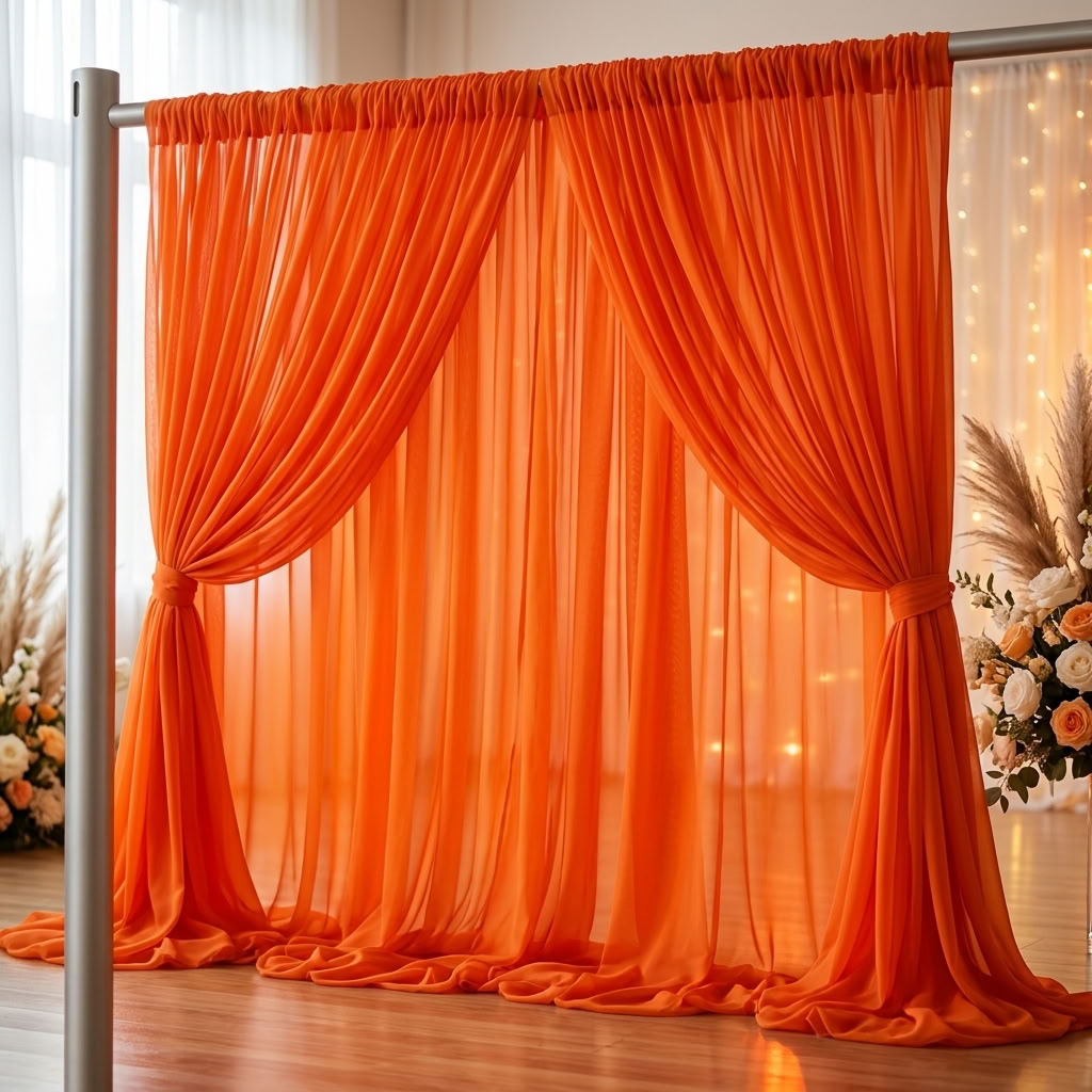 Chiffon Drapery Panel in Orange 1608 - drapery view 7
