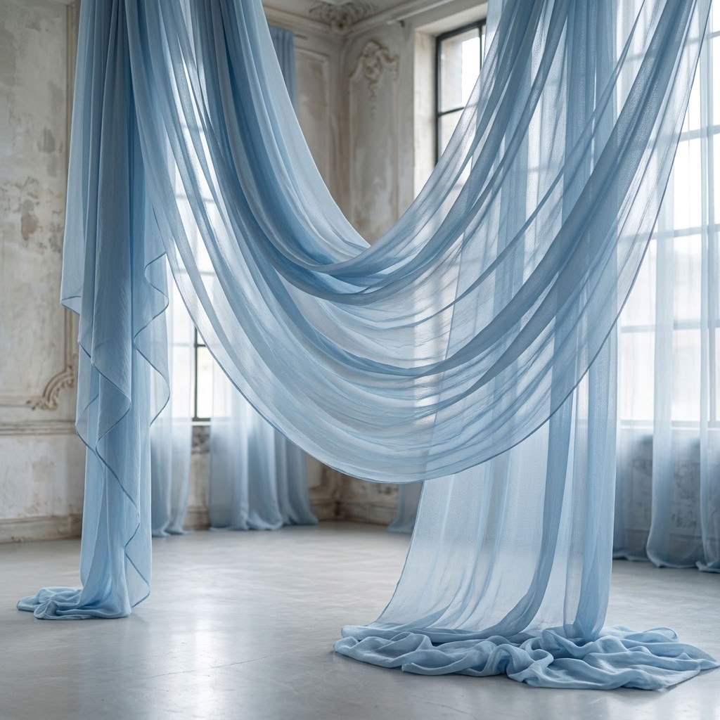Chiffon Drapery Panel in Blue 1120 - drapery view 8