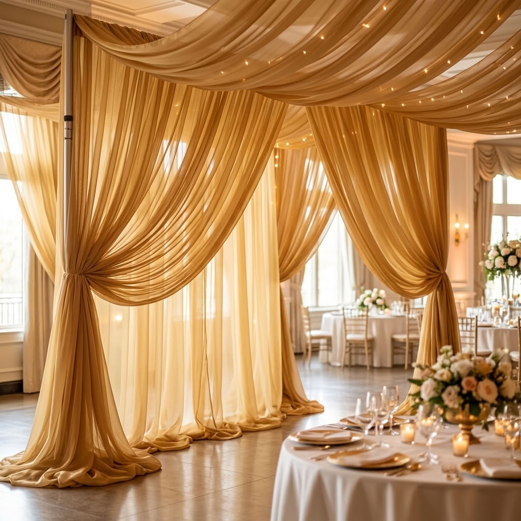 Chiffon Drapery Panel in Gold 1187 - drapery view 2