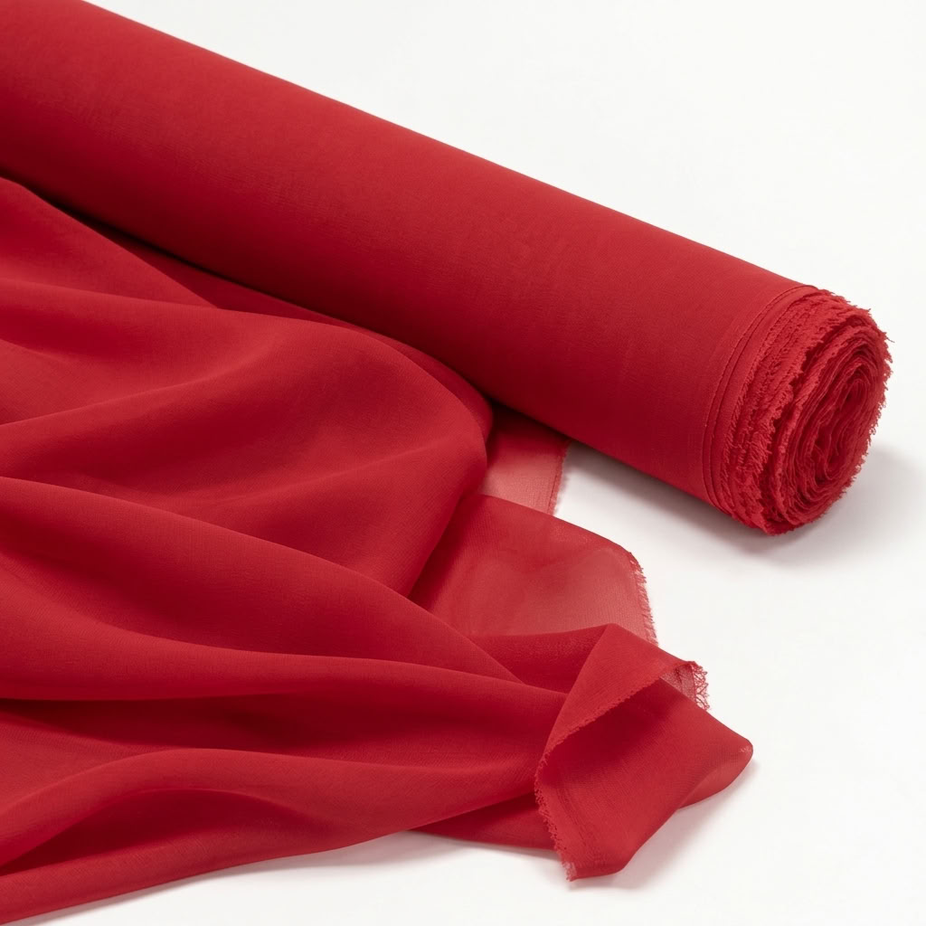 Chiffon Drapery Panel in Red/Lipstck 1193 - fabric roll