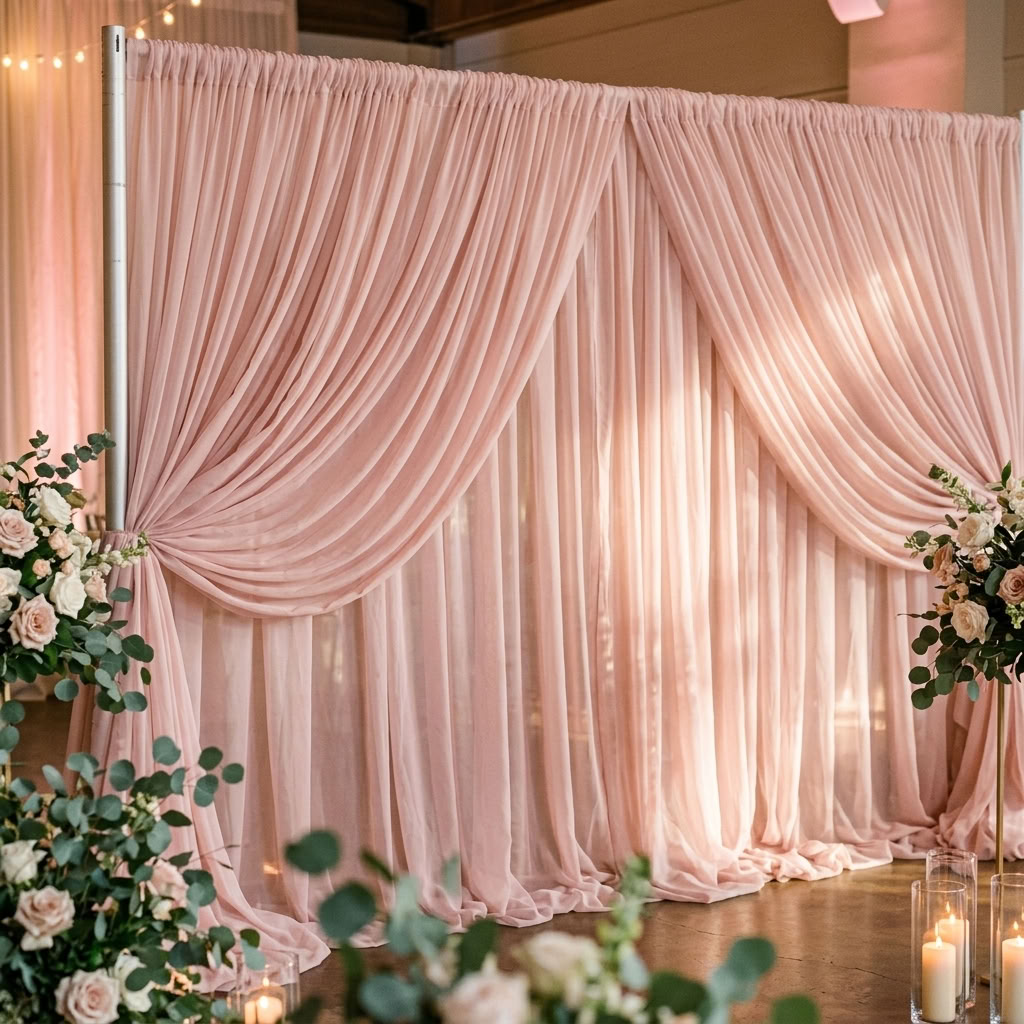 Chiffon Drapery Panel in D/Rose 1160 - drapery view 6