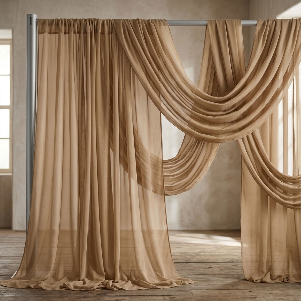 Chiffon Drapery Panel in Taupe 1183 - drapery view 1
