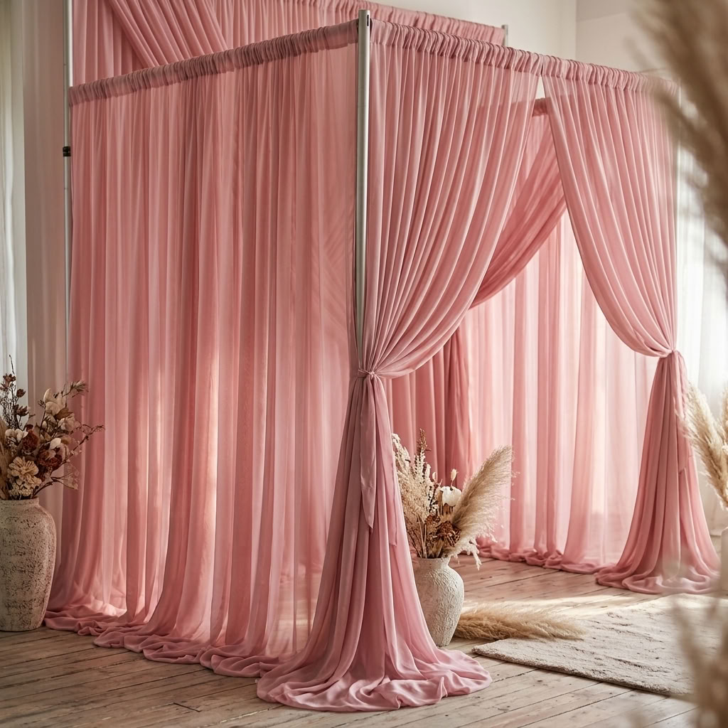 Chiffon Drapery Panel in D/Rose 1161 - drapery view 1