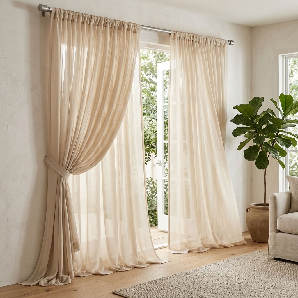Chiffon Drapery Panel in Beige 9940 - drapery view 4
