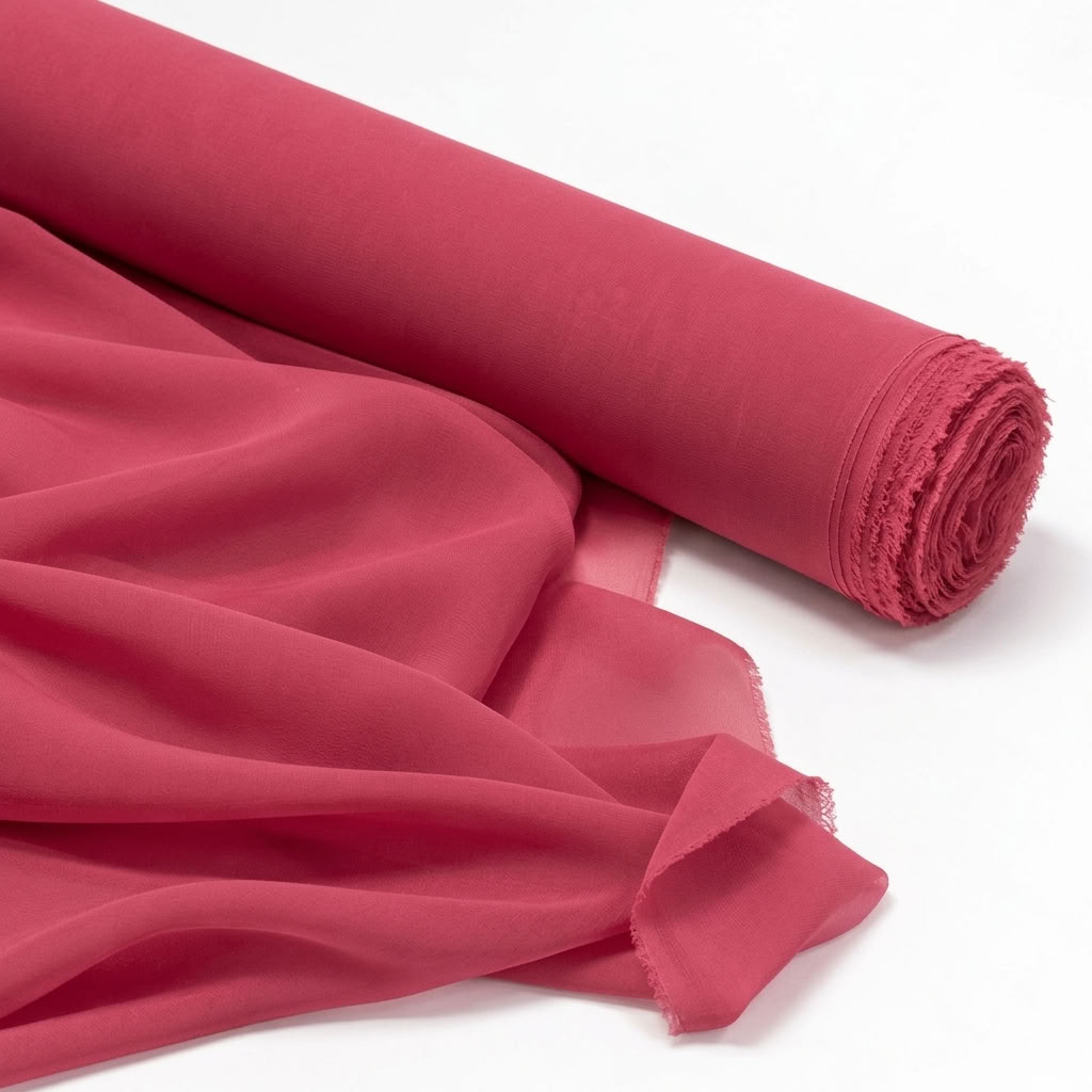 Chiffon Drapery Panel in Raspberry 1205 - fabric roll