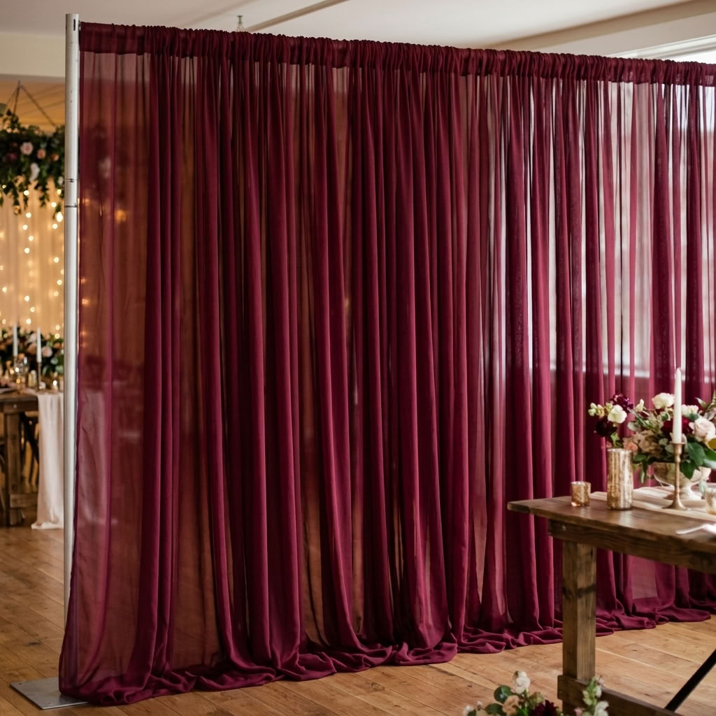Chiffon Drapery Panel in Burgundy 1232 - drapery view 1