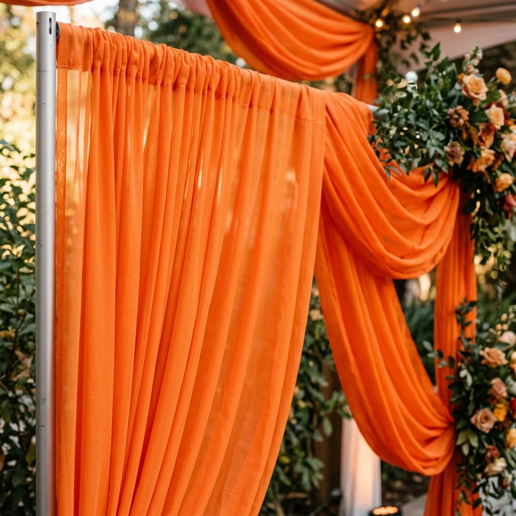 Chiffon Drapery Panel in Orange 1608 - drapery view 5