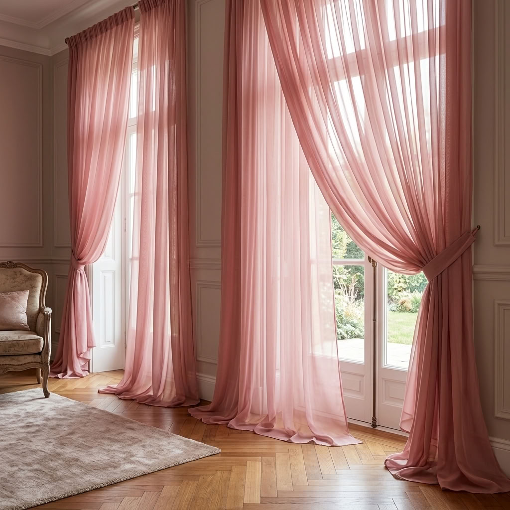 Chiffon Drapery Panel in D/Rose 1161 - drapery view 5