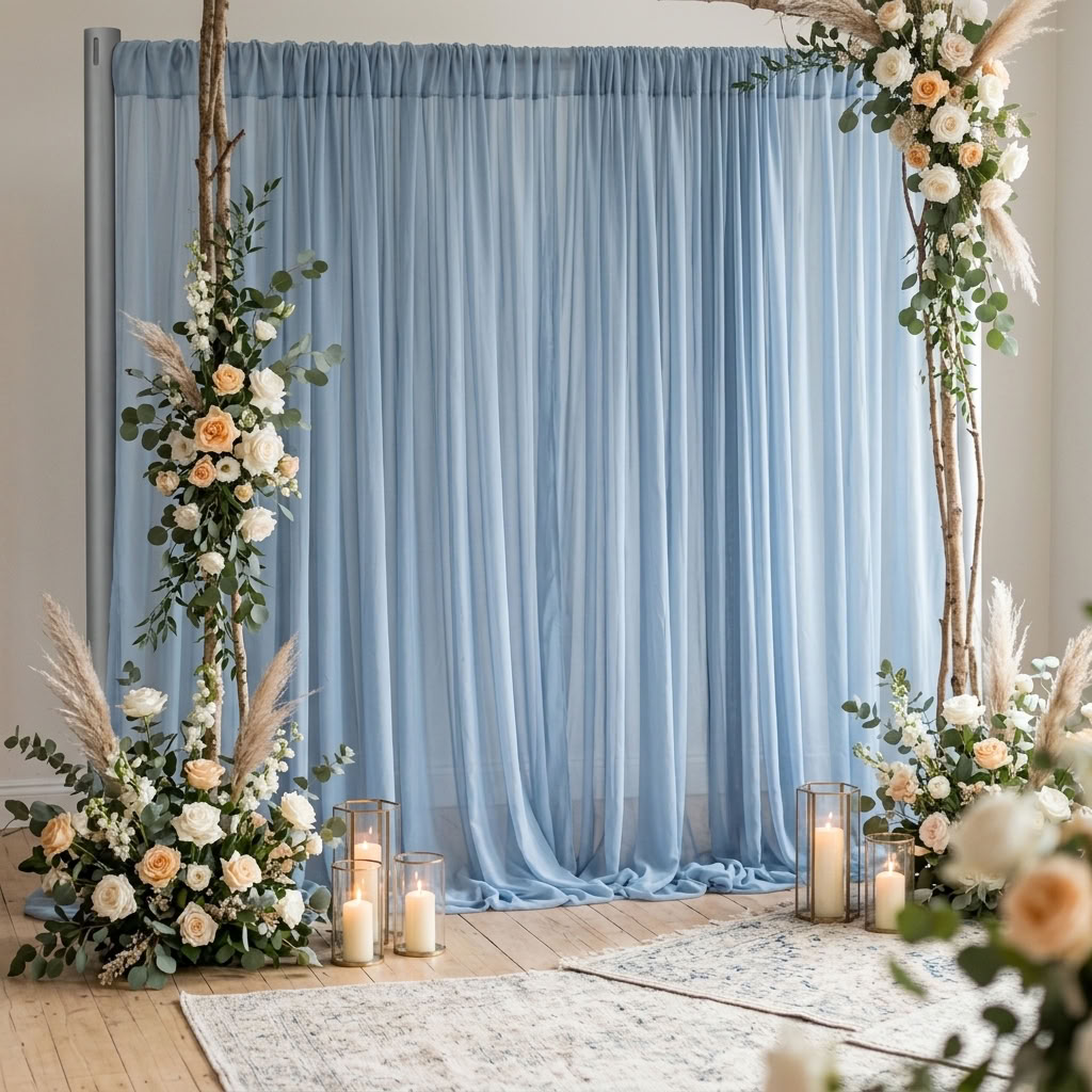 Chiffon Drapery Panel in Blue 1120 - drapery view 1