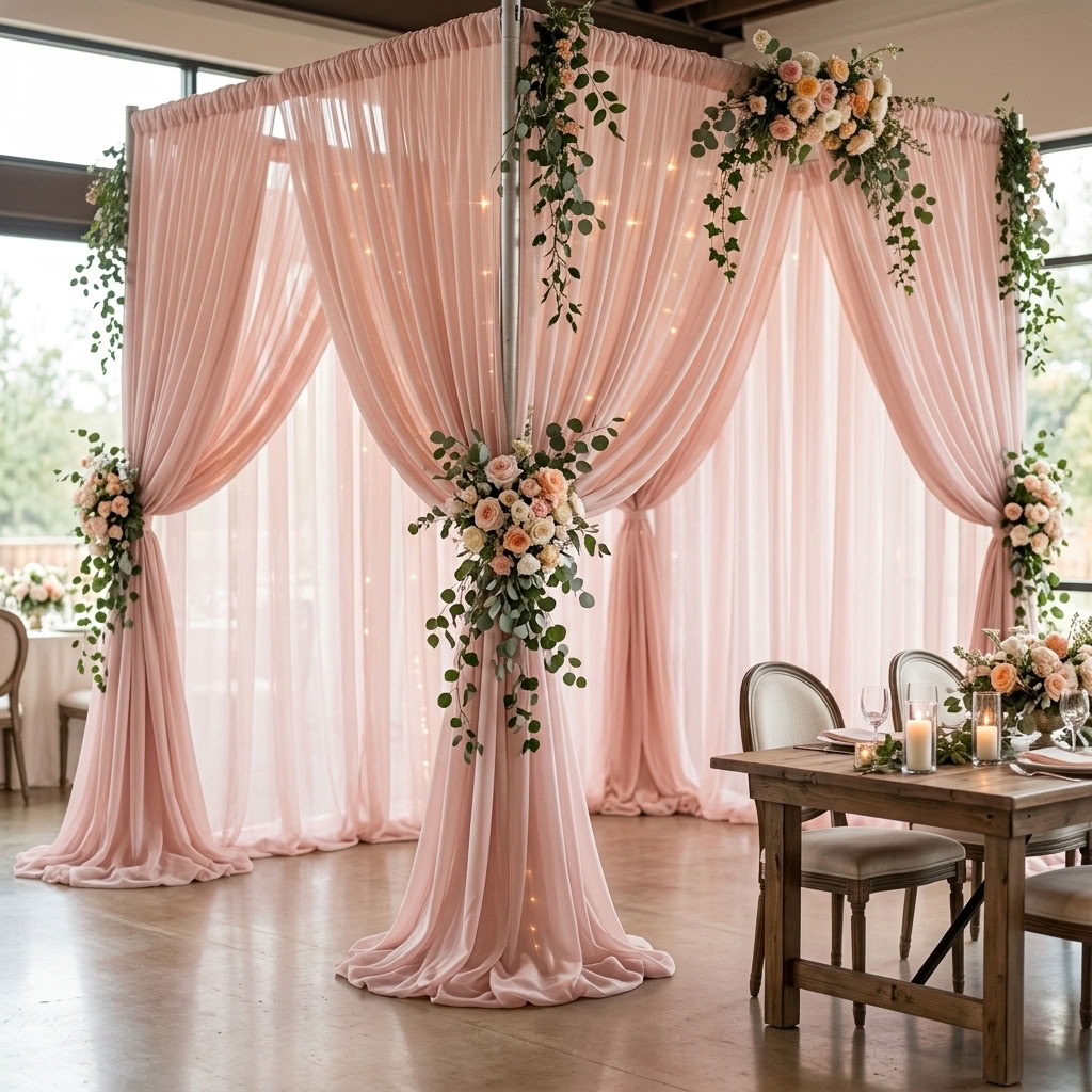 Chiffon Drapery Panel in D/Rose 1160 - drapery view 7
