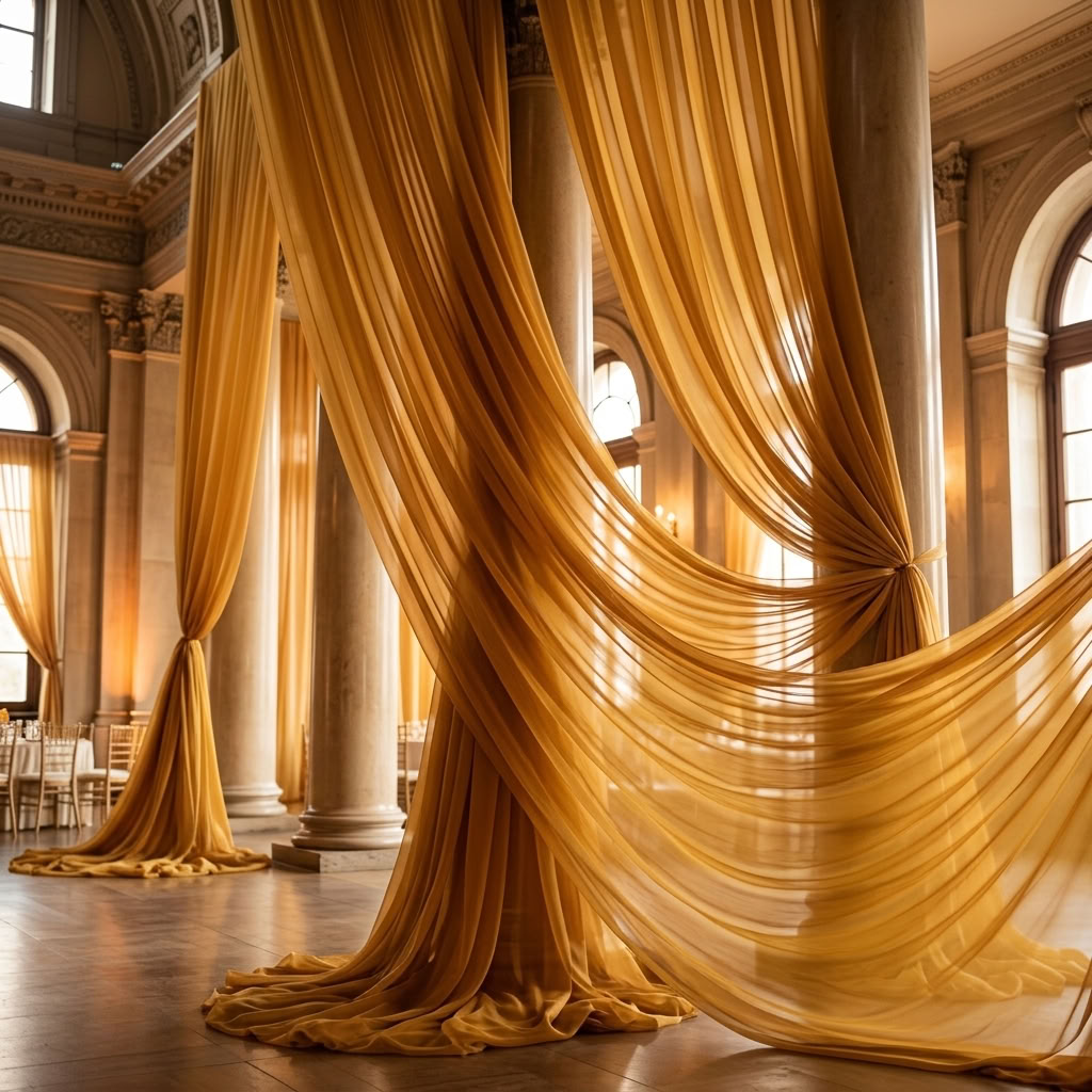 Chiffon Drapery Panel in Gold 1188 - drapery view 1