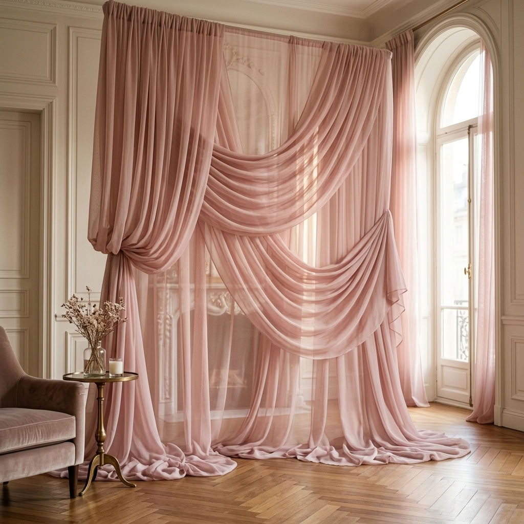 Chiffon Drapery Panel in D/Rose 1160 - drapery view 4