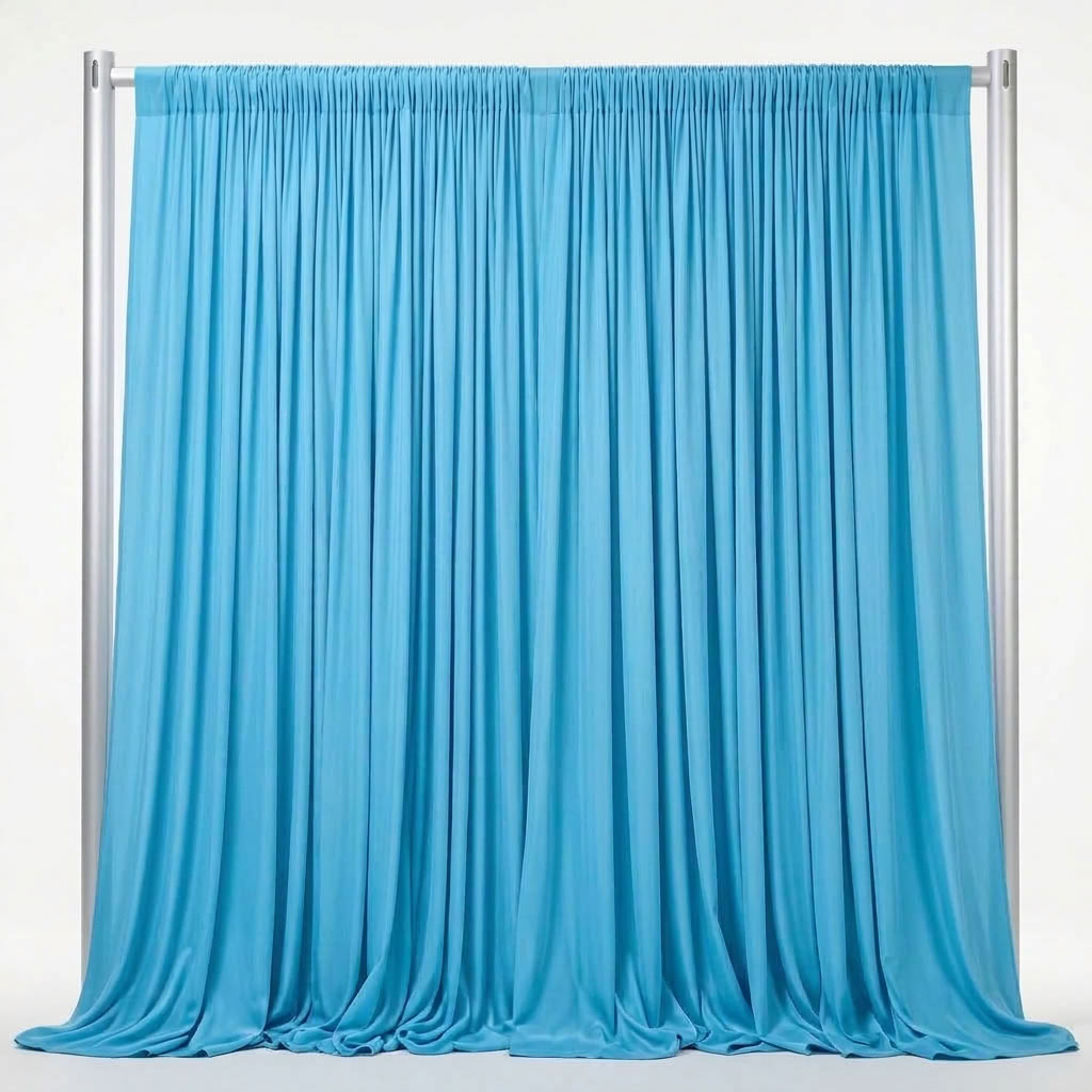Interlock (Stretch) Drapery Panel in Turquoise 1141 - fabric view 1