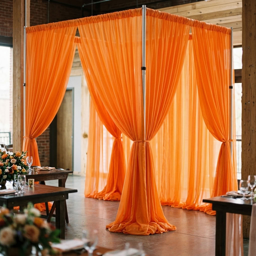 Chiffon Drapery Panel in Orange 1608 - drapery view 8
