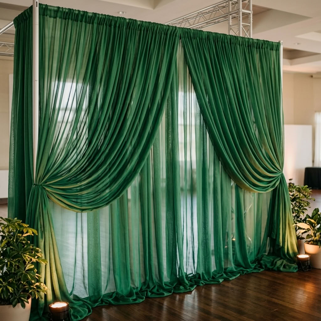 Chiffon Drapery Panel in Green 1875 - drapery view 5
