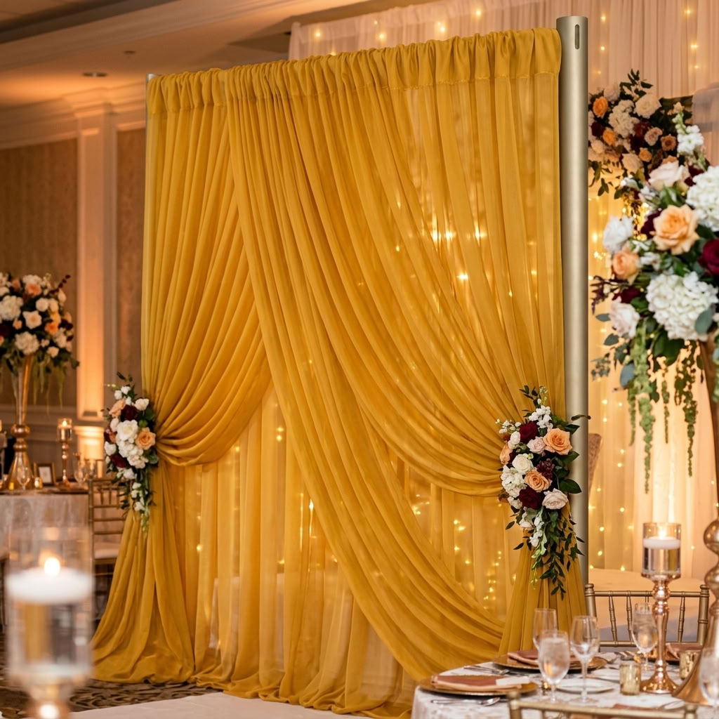 Chiffon Drapery Panel in Gold 1189 - drapery view 4