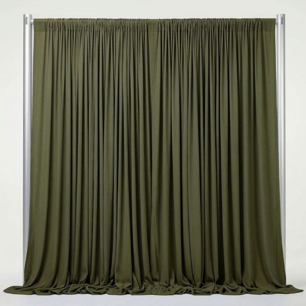 Interlock (Stretch) Drapery Panel in Army Green 2811 - fabric view 2