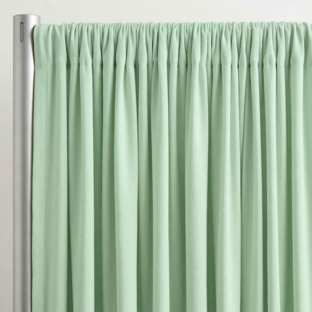 Interlock (Stretch) Drapery Panel in Mint 1765 - hanging drapery