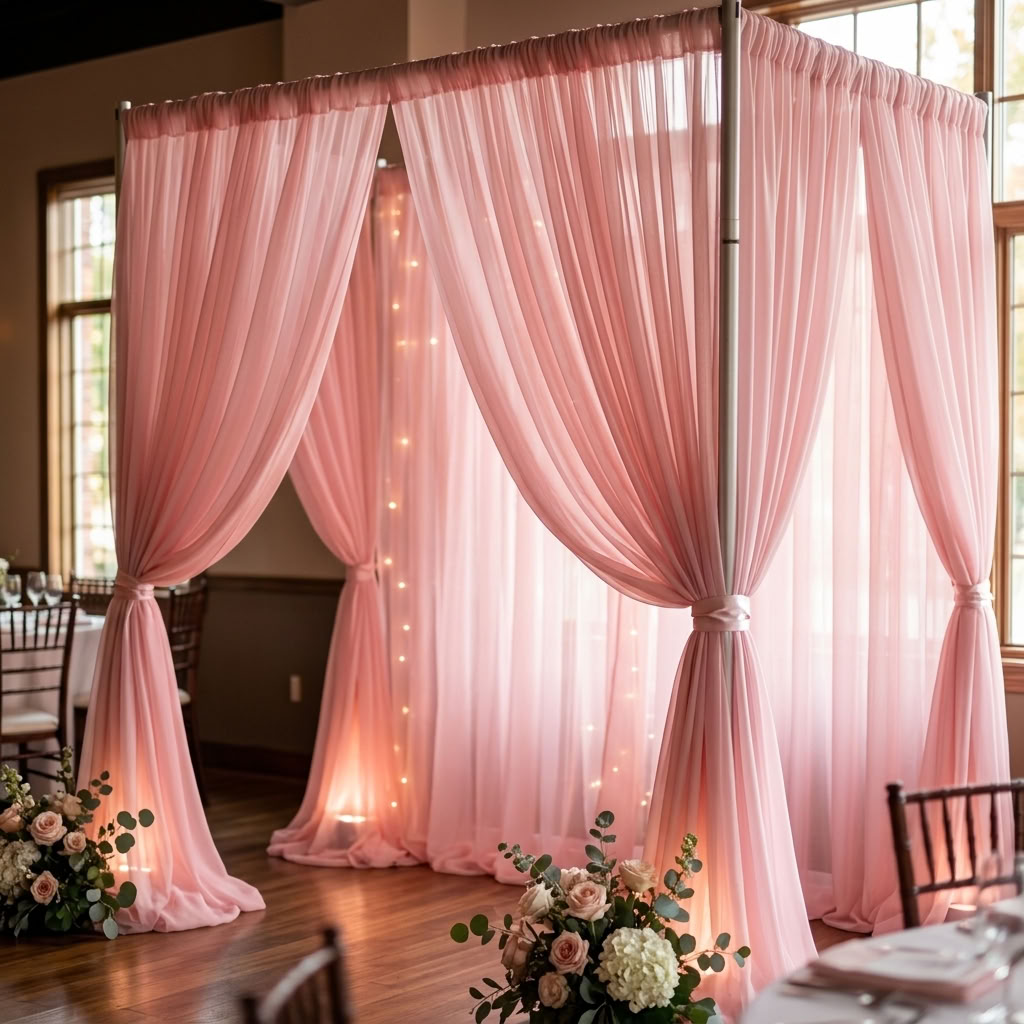 Chiffon Drapery Panel in Pink 1157 - drapery view 7