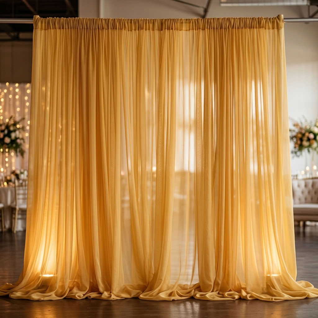 Chiffon Drapery Panel in Gold 1188 - drapery view 8