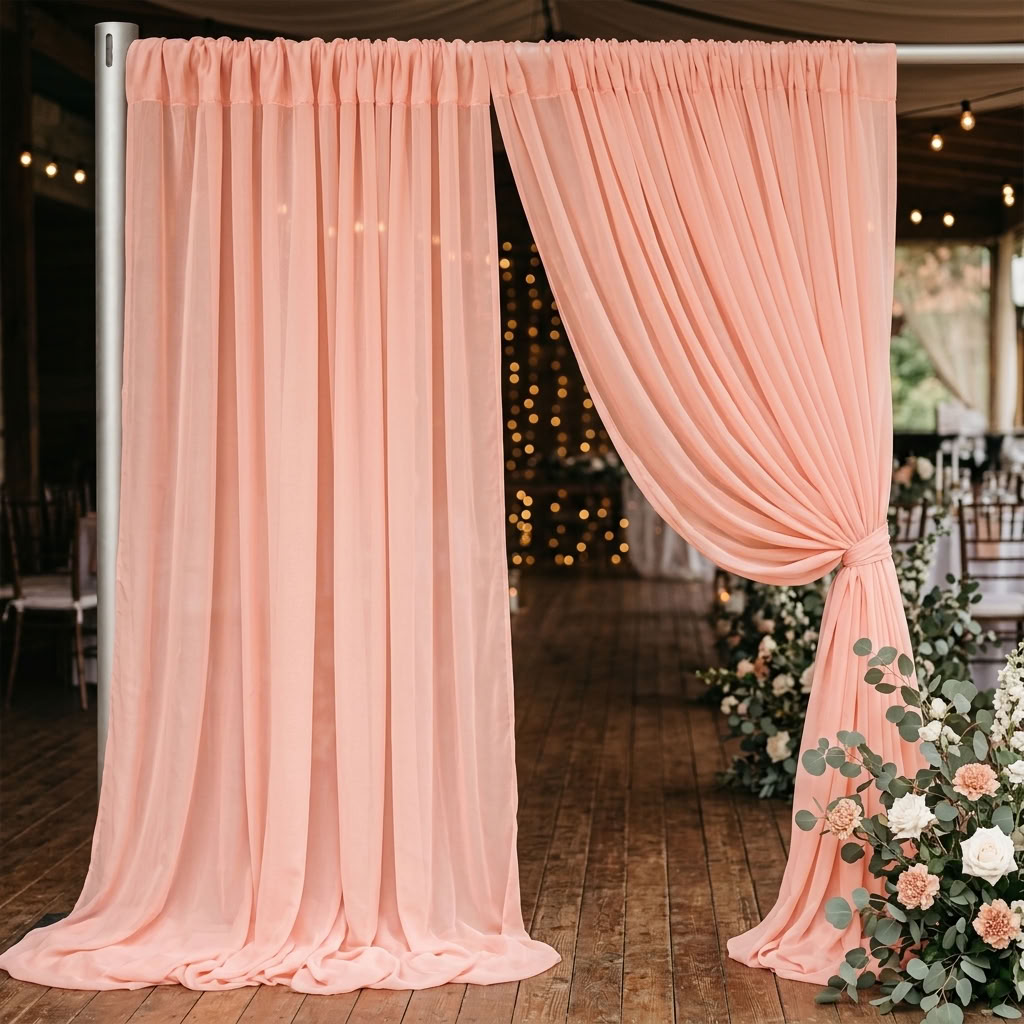 Chiffon Drapery Panel in Blush 4124 - drapery view 7