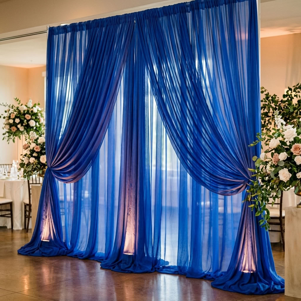 Chiffon Drapery Panel in Royal 1148 - drapery view 5