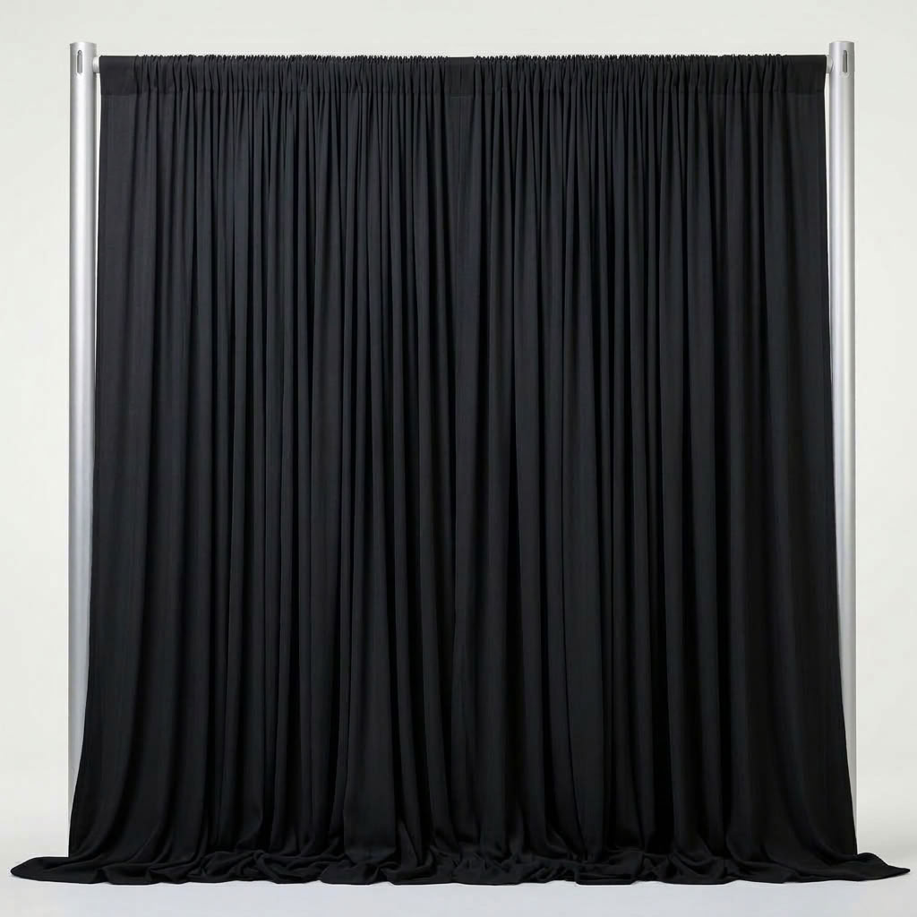 Interlock (Stretch) Drapery Panel in Black - fabric view 1