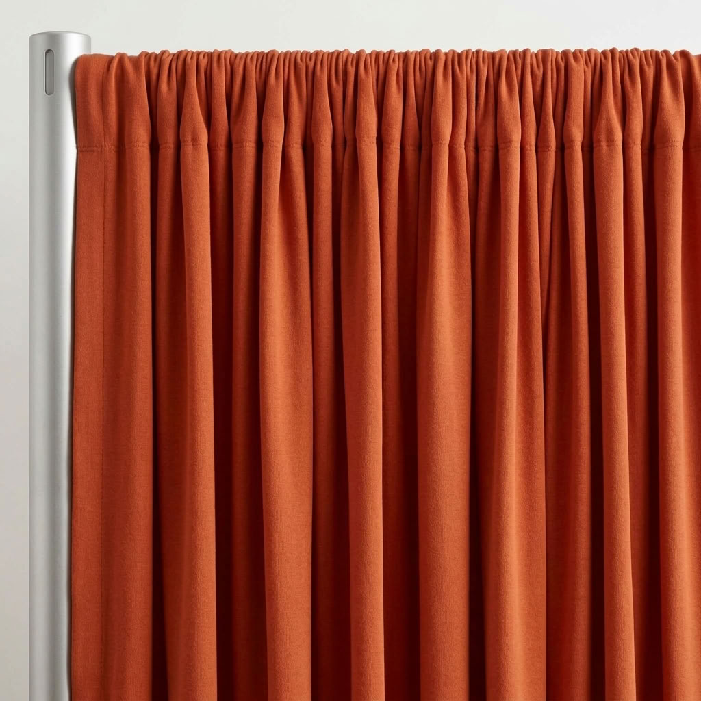 Interlock (Stretch) Drapery Panel in Rust 8150 - hanging drapery