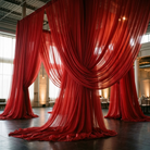 Chiffon Drapery Panel in Red/Lipstck 1193 - drapery view 6