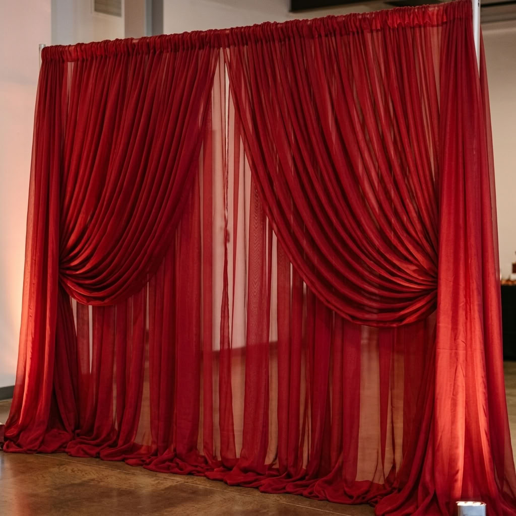 Chiffon Drapery Panel in Red 1192 - drapery view 2
