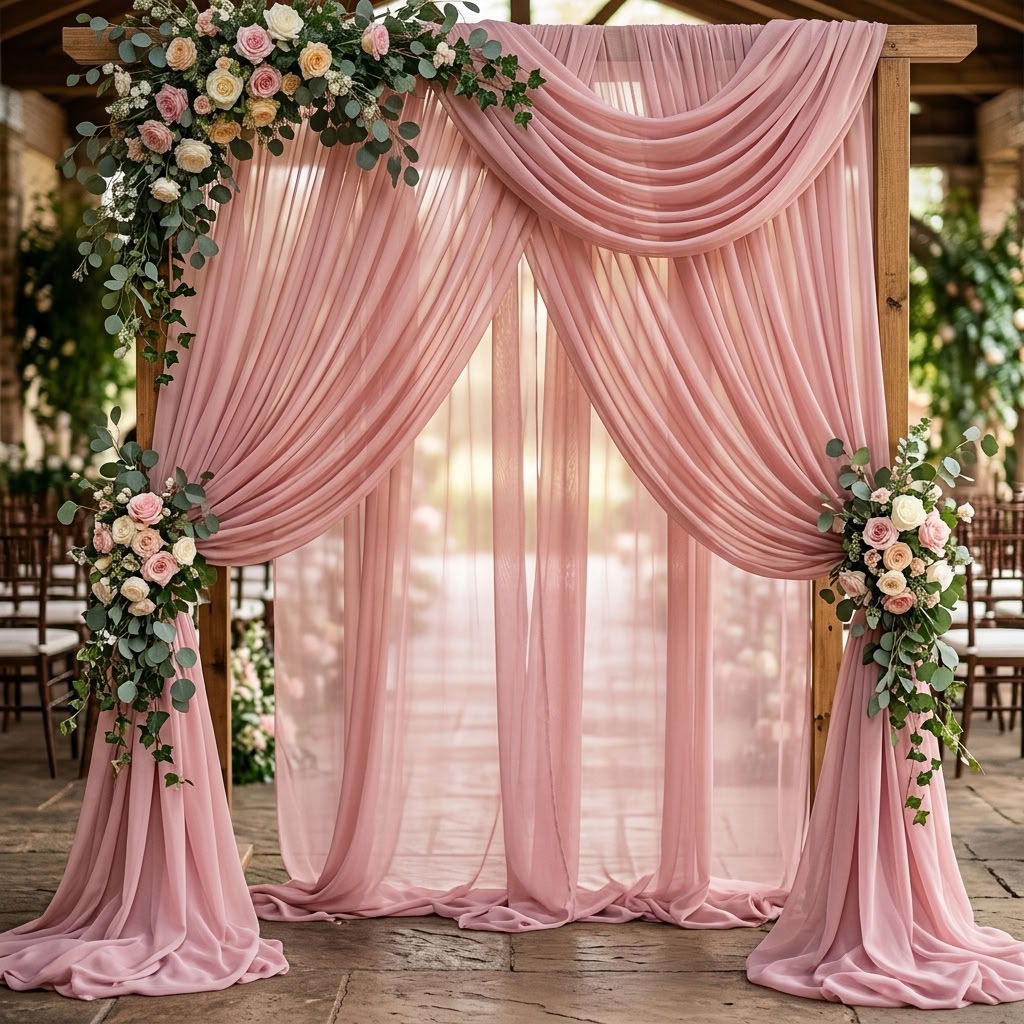 Chiffon Drapery Panel in D/Rose 1161 - drapery view 6