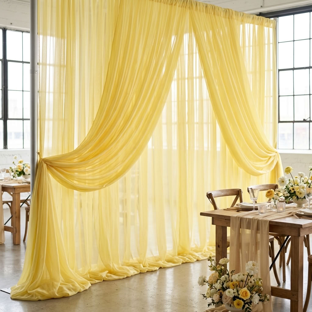 Chiffon Drapery Panel in Lemon Lush 7737 - drapery view 1