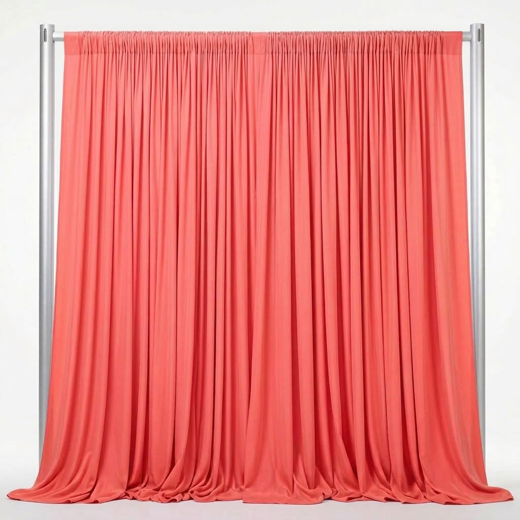 Interlock (Stretch) Drapery Panel in Coral/Kiss 1216 - fabric view 1