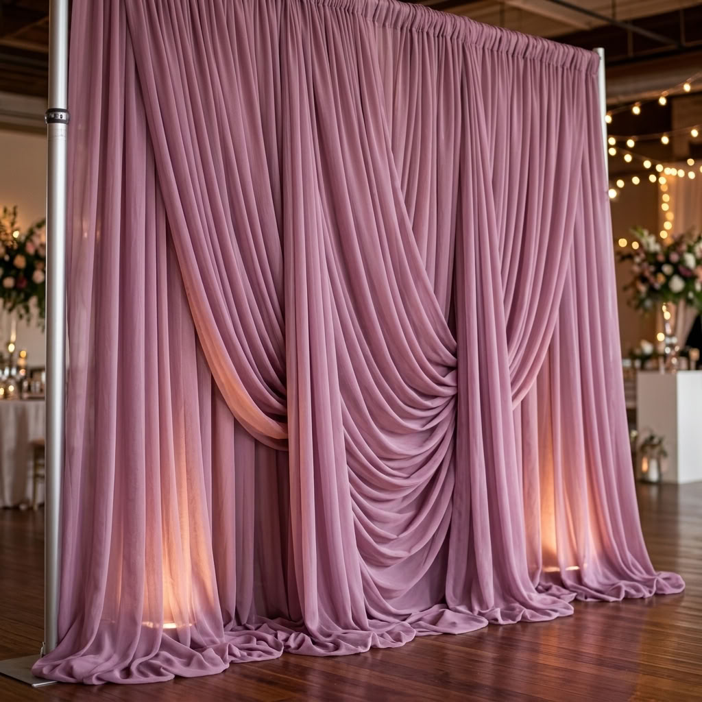 Chiffon Drapery Panel in Mauve 1271 - drapery view 2