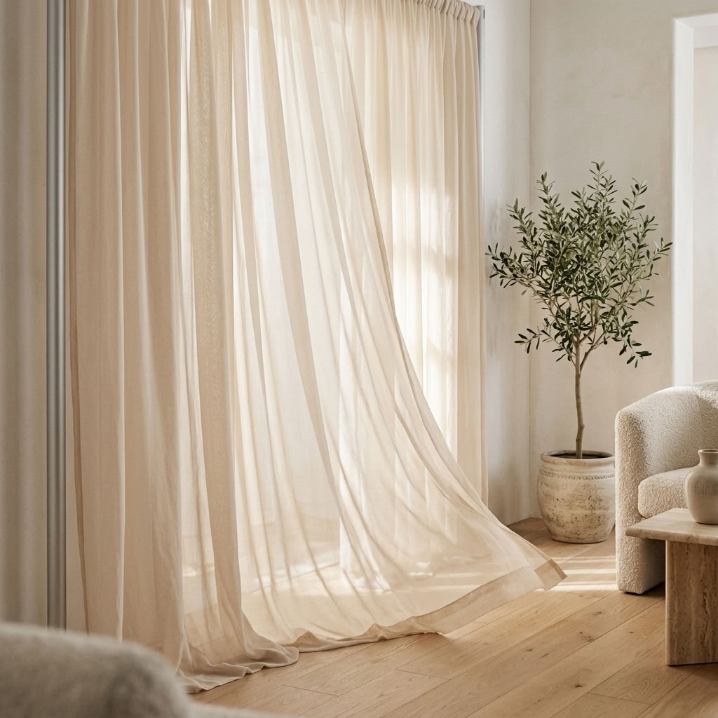 Chiffon Drapery Panel in Beige 9940 - drapery view 6