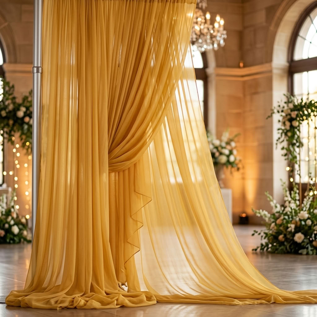 Chiffon Drapery Panel in Gold 1189 - drapery view 3