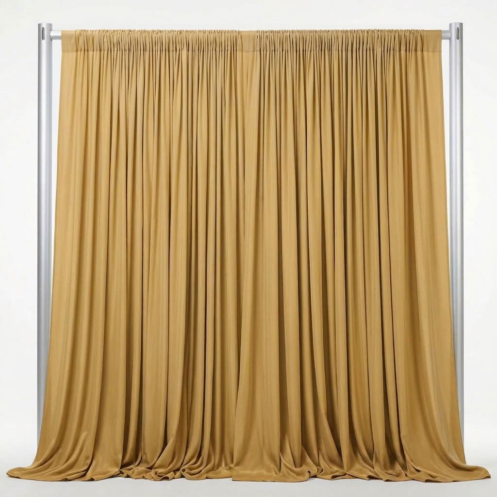 Interlock (Stretch) Drapery Panel in Gold 1424 - fabric view 1